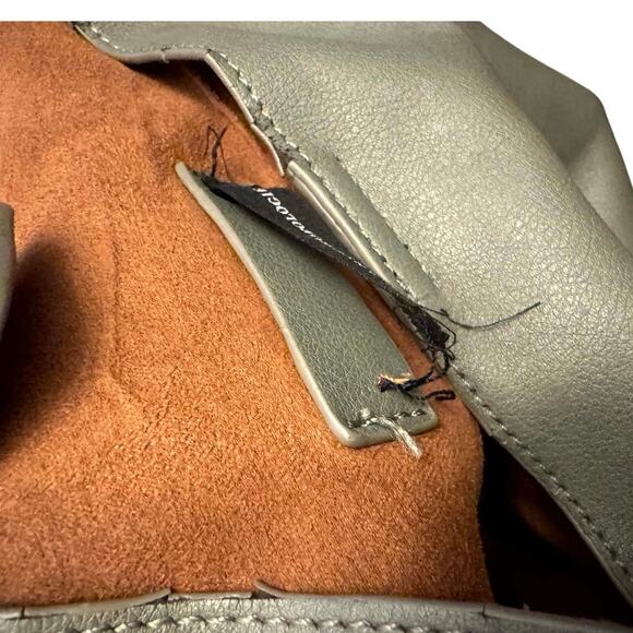 By Anthropologie Women's Green Black Solid Genuine Leather Shoulder Handbags - Picture 5 of 10